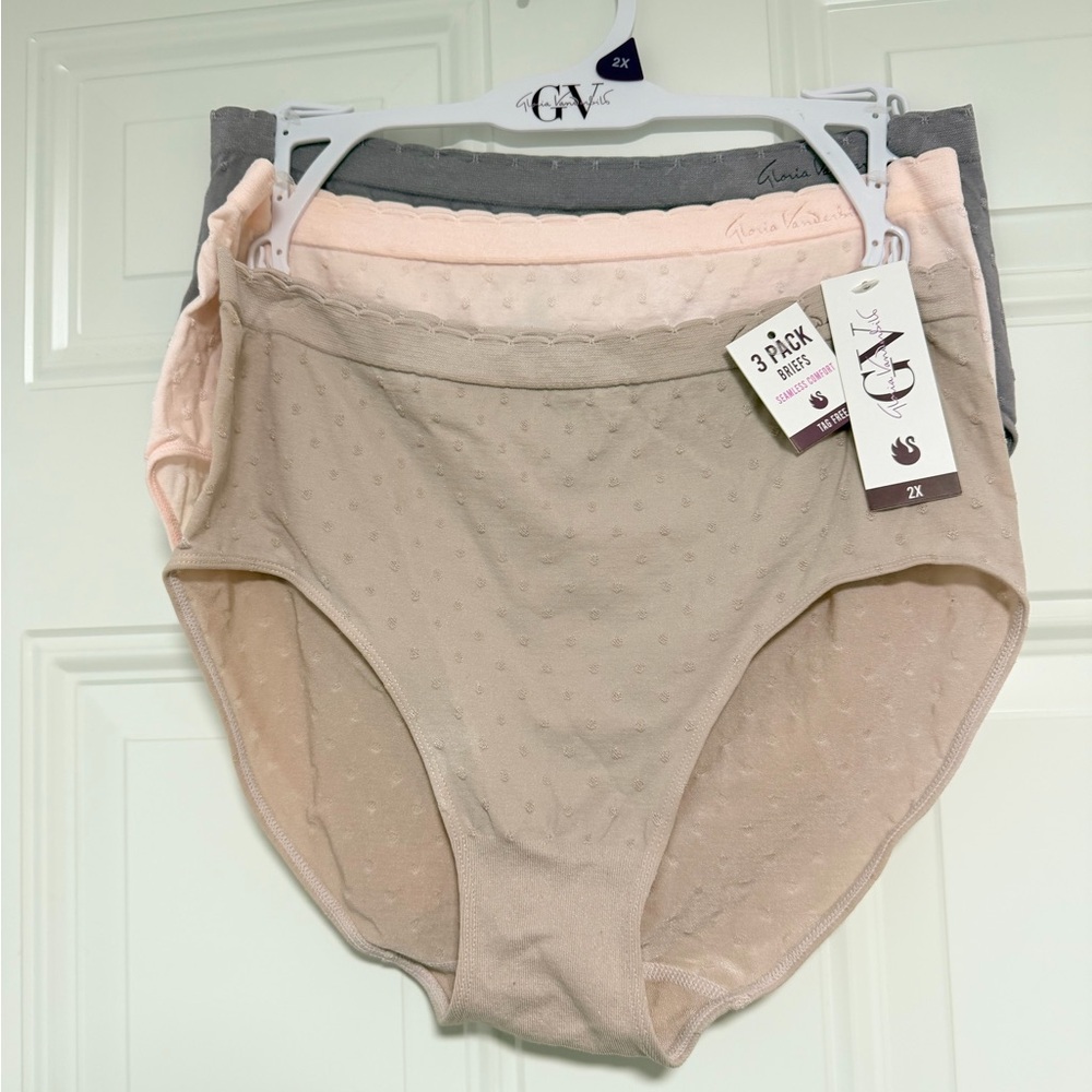 Gloria Vanderbilt Women's 3 Pack Briefs - Pink, Gray, Cream